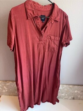 GAP Women’s Short-Sleeve Midi Shirt Dress - Rust